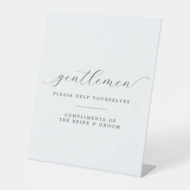 Gentlemen Please Help Yourselves Restroom Wedding Pedestal Sign (Front)