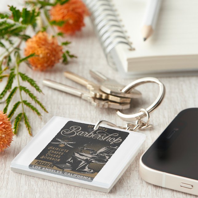 Gentlemen’s Barbershop Retro Haircuts Shaves Keychain (Creator Uploaded)