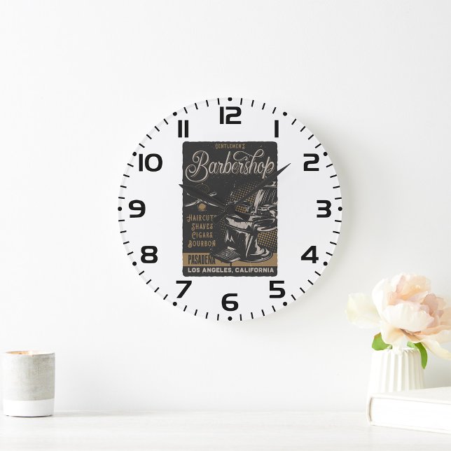 Gentlemen’s Barbershop Retro Haircuts Shaves Large Clock (Creator Uploaded)