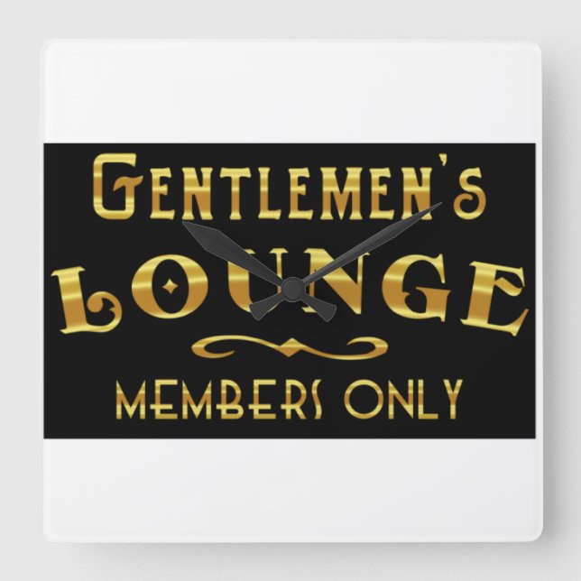Gentlemen's Lounge Square Wall Clock (Front)