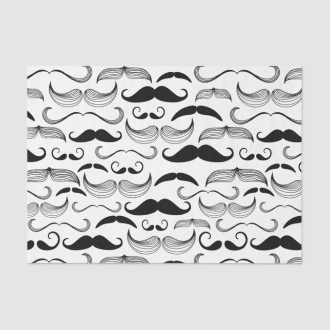 Gentlemens Moustache Pattern in All Shapes and Siz Tissue Paper (Front)