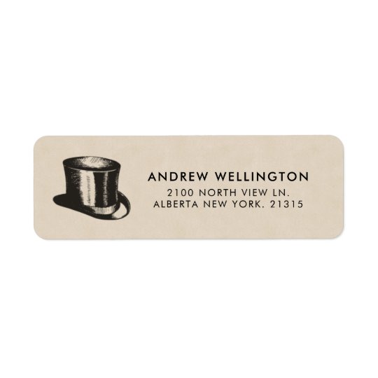 Gentlemen's Top Hat Vintage Style | Return Address Return Address Label