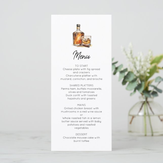 Gentlemen's Whiskey & Cigar Menu (Standing Front)