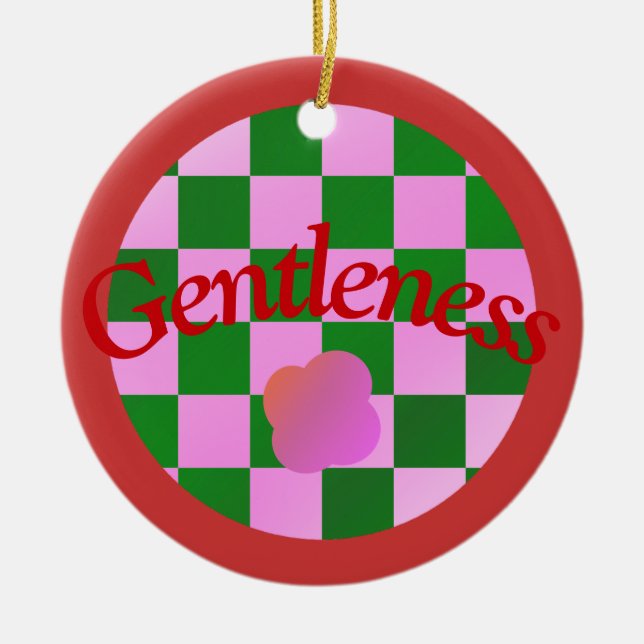 Gentleness Quote in Classic Red Typography Ceramic Ornament (Front)