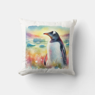Gentoo Penguin 111024AREF106 - Watercolor Throw Pillow