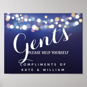 Gents restroom sign -toiletries basket NAVY Lights