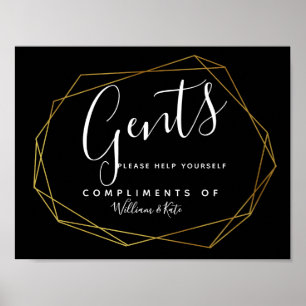Gents restroom sign -toiletries geometric crystal
