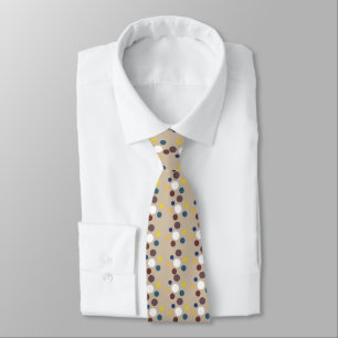 Gents Spot Print Tie White,Sand,Teal, Yellow