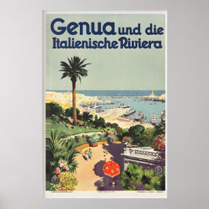 Genua Genoa Liguria Italian Reviera Italy Vintage Poster