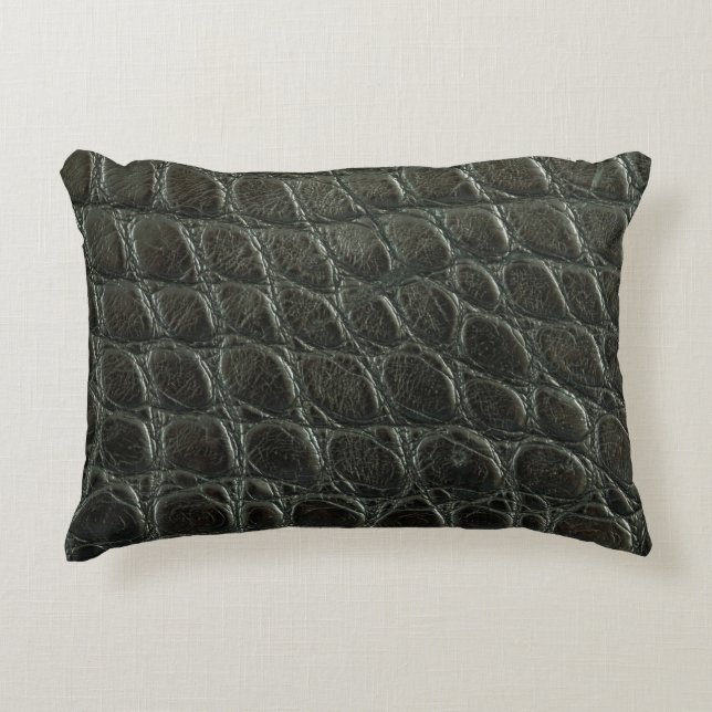 Genuine black alligator leather texture, close up  accent pillow (Front)