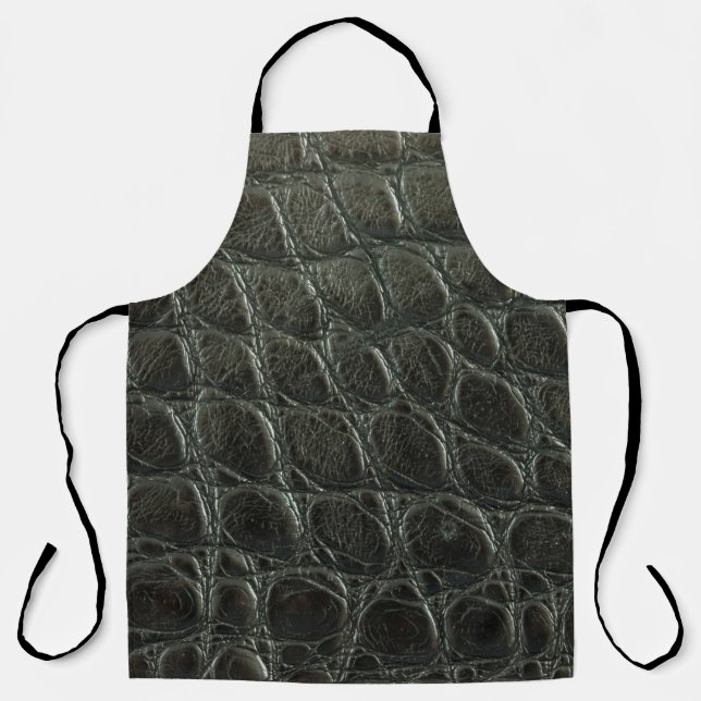 Genuine black alligator leather texture, close up  apron (Front)