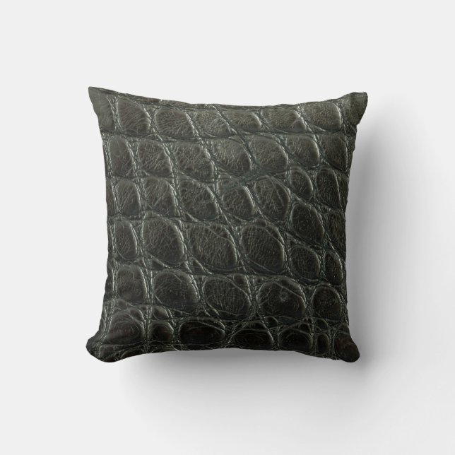 Genuine black alligator leather texture, close up  throw pillow (Front)