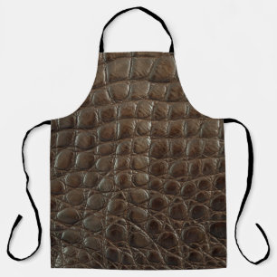 Genuine brown alligator leather, close up to show  apron