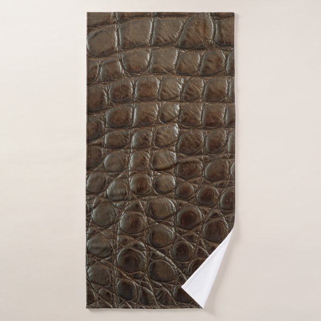 Genuine brown alligator leather, close up to show  bath towel (Bath Towel)