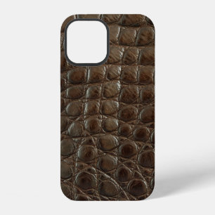 Genuine brown alligator leather, close up to show  iPhone 12 case