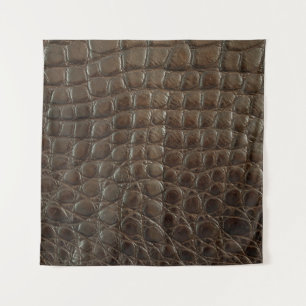 Genuine brown alligator leather, close up to show tapestry