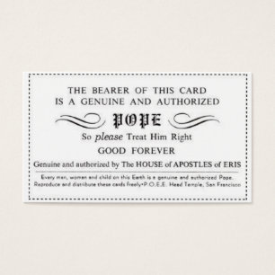 genuine certified pope card
