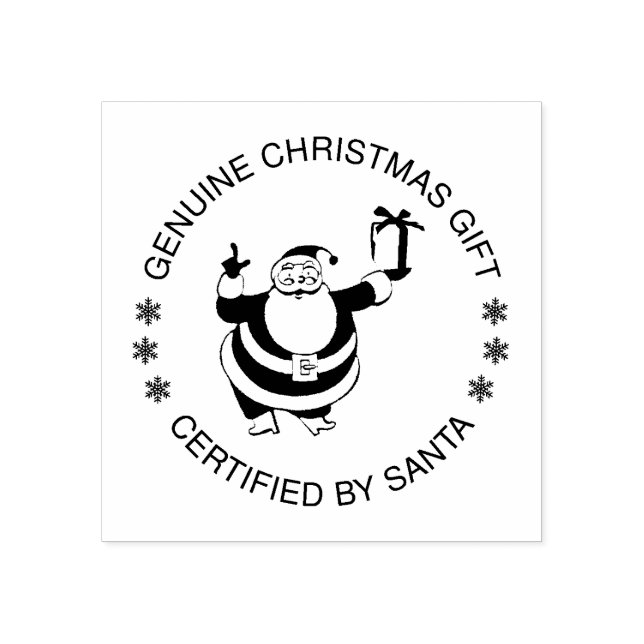 Genuine Christmas Gift Certified By Santa funny Rubber Stamp (Imprint)
