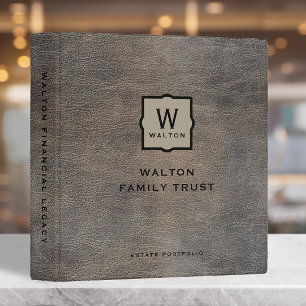 Genuine Cowhide Leather Look Monogram Family Trust Binder