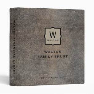 Genuine Cowhide Leather Look Monogram Family Trust Binder