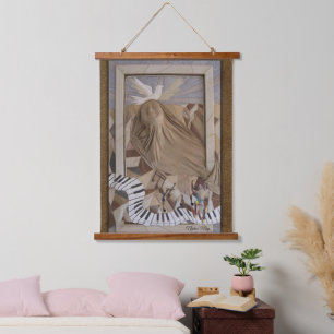 Genuine leather and suede art  hanging tapestry
