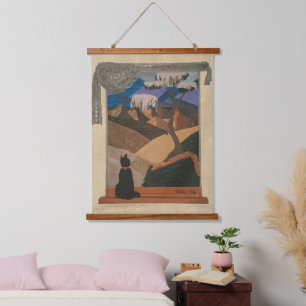 Genuine leather and suede art  hanging tapestry