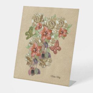 Genuine leather and suede art  hanging tapestry pedestal sign