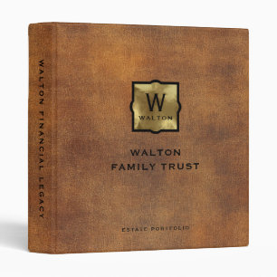 Genuine Leather Look Monogram Family Trust Binder