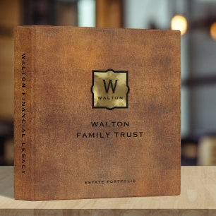 Genuine Leather Look Monogram Family Trust Binder