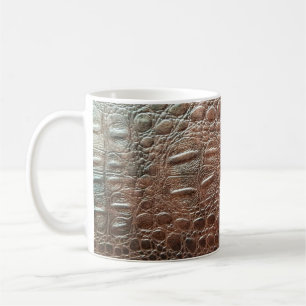 Genuine leather texture backgroundr close-up, embo coffee mug