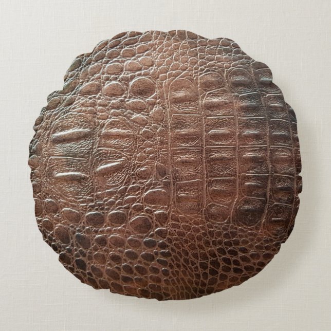 Genuine leather texture backgroundr close-up, embo round pillow (Front)