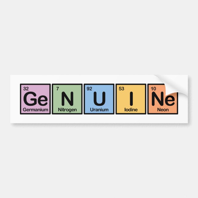 Genuine made of Elements Bumper Sticker (Front)