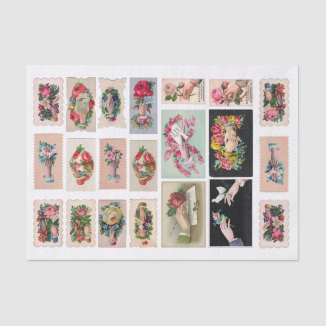 Genuine (not AI) Hand Whimsy Ephemera Tissue Paper (Front)