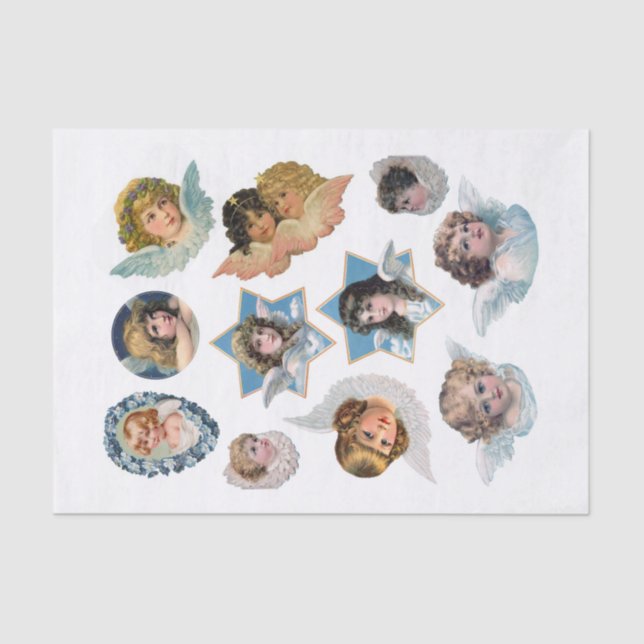 Genuine (not AI) Victorian Angels and Cherubs Tissue Paper (Front)