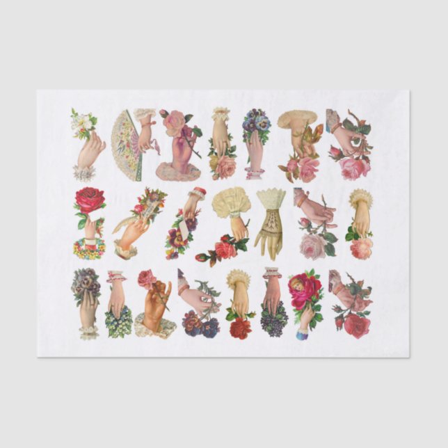 Genuine (not AI) Vintage Hand Whimsy Ephemera Tissue Paper (Front)