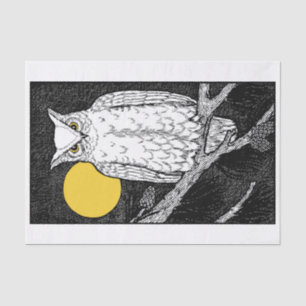 Genuine (not AI) Vintage Owl & Full Moon Tissue Paper
