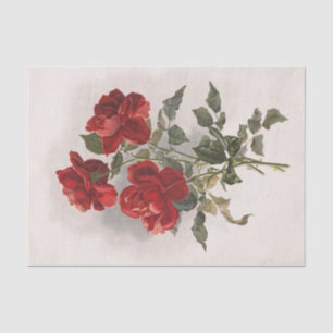Genuine (not AI) Vintage Red Roses from Postcard Tissue Paper