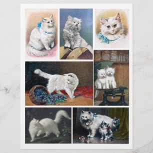 Genuine (not AI) Vintage White Cat Paintings