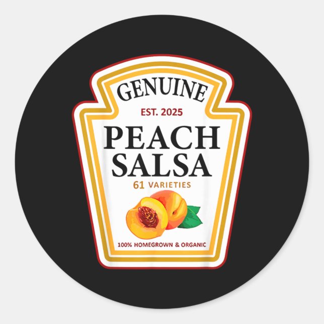 Genuine Peach Salsa Funny Group Condiments Classic Round Sticker (Front)