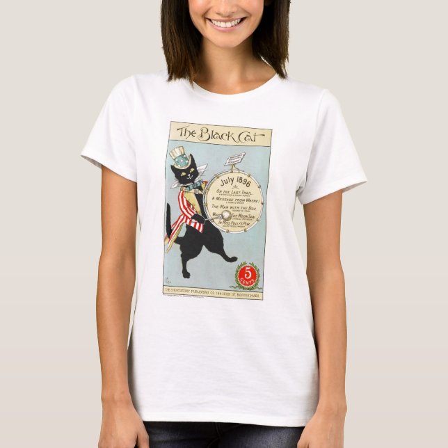 Genuine Vintage Black Cat Magazine Cover T-Shirt (Front)