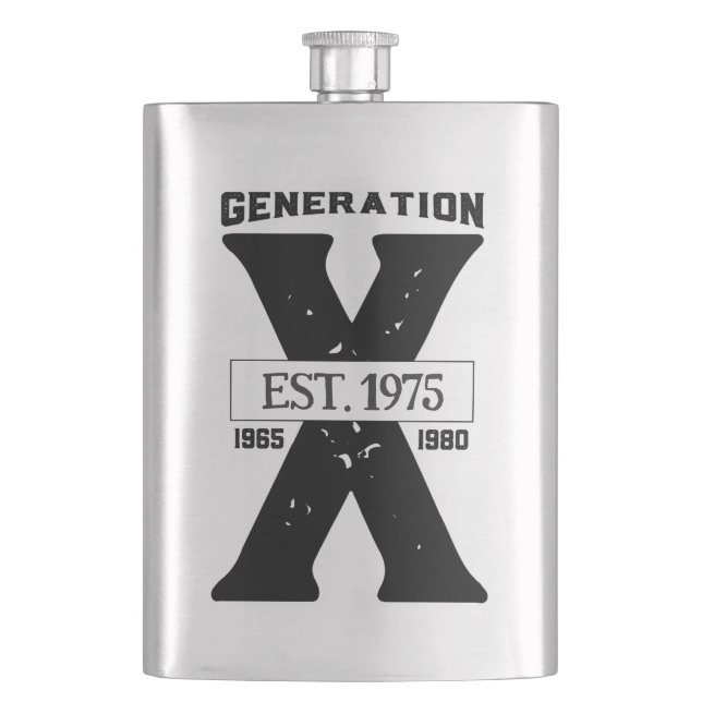 GenX Black Personalized Large Classic Flask (Front)
