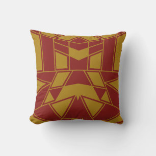 Geo #545 Gold & Red Throw Pillow