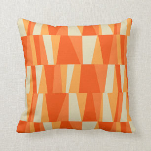 Geo Abstract Triangle Patchwork tiger lily pumpkin Throw Pillow