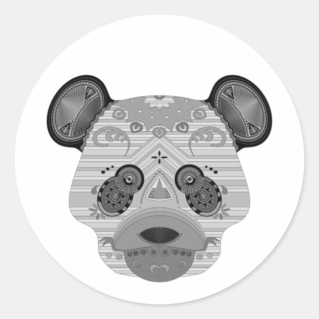 geo bear classic round sticker (Front)