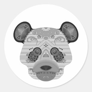 geo bear classic round sticker