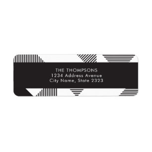 Geo Black White Stripe Holiday Return Address