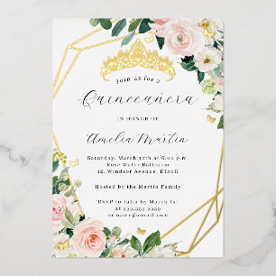Geo Blush Floral Quinceanera Gold 
