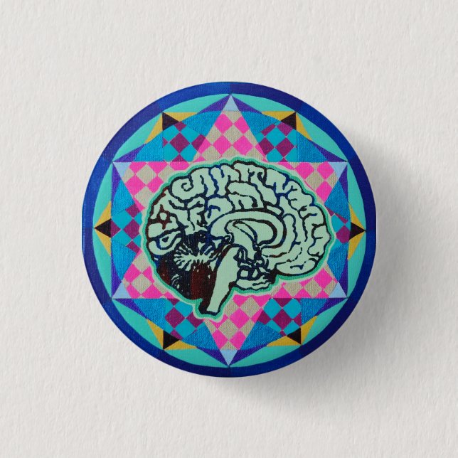 Geo-Brain 1 Inch Round Button (Front)