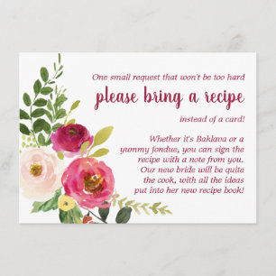 Geo Bridal Shower Bring a Recipe Enclosure Card