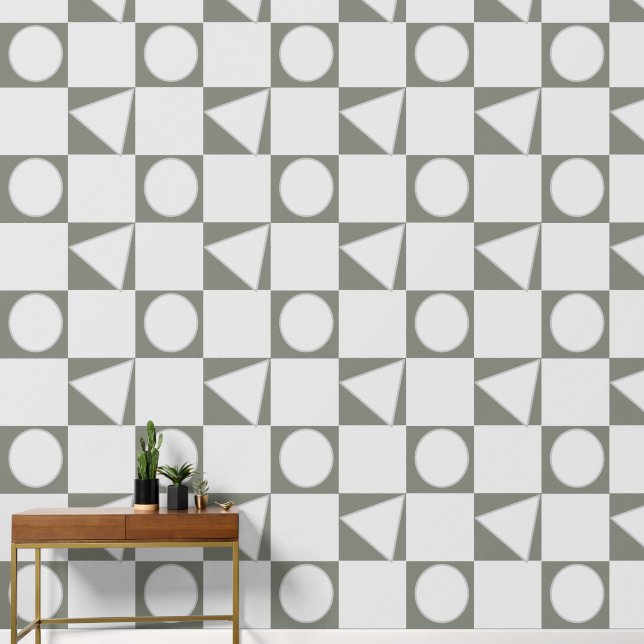 Geo circle and triangle pattern wallpaper (Hallway)